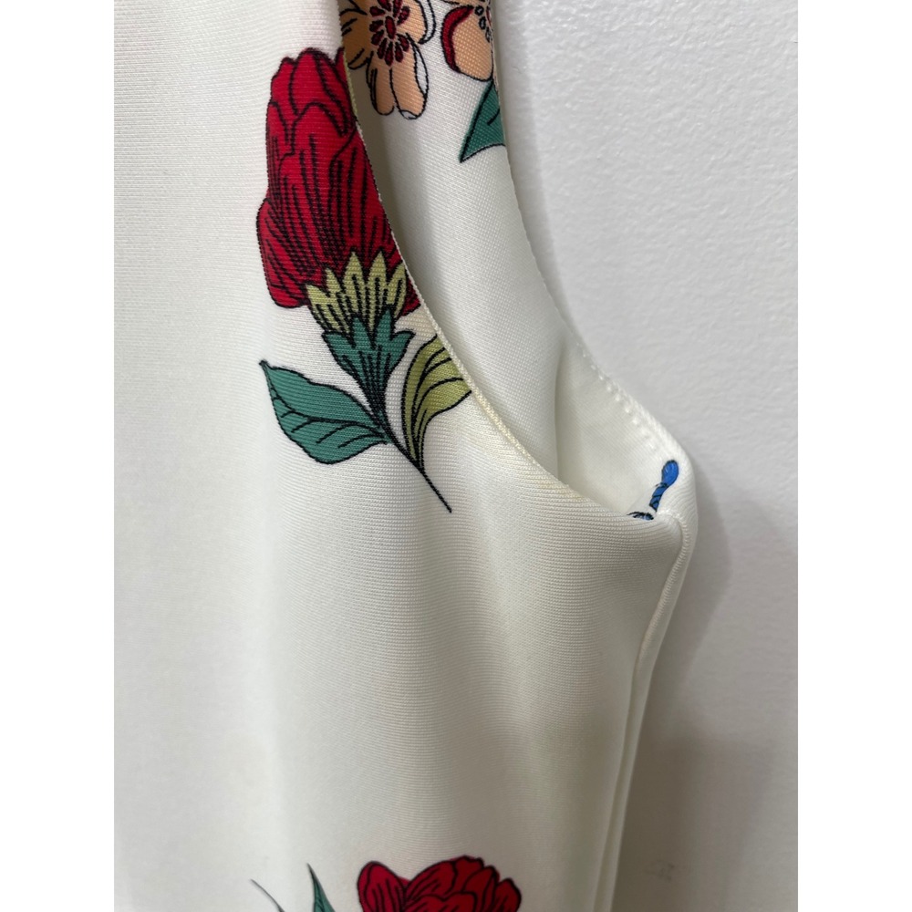 KORET Floral Dress White Red Blue Sleeveless Tank Knee Length L Feminine Flowers - Picture 4 of 10